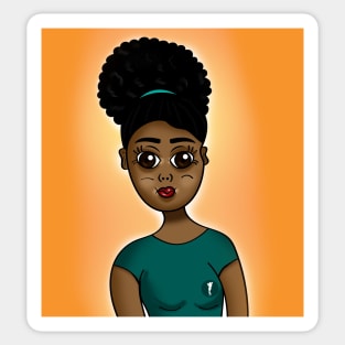 Cute black girl magic digital art Sticker
